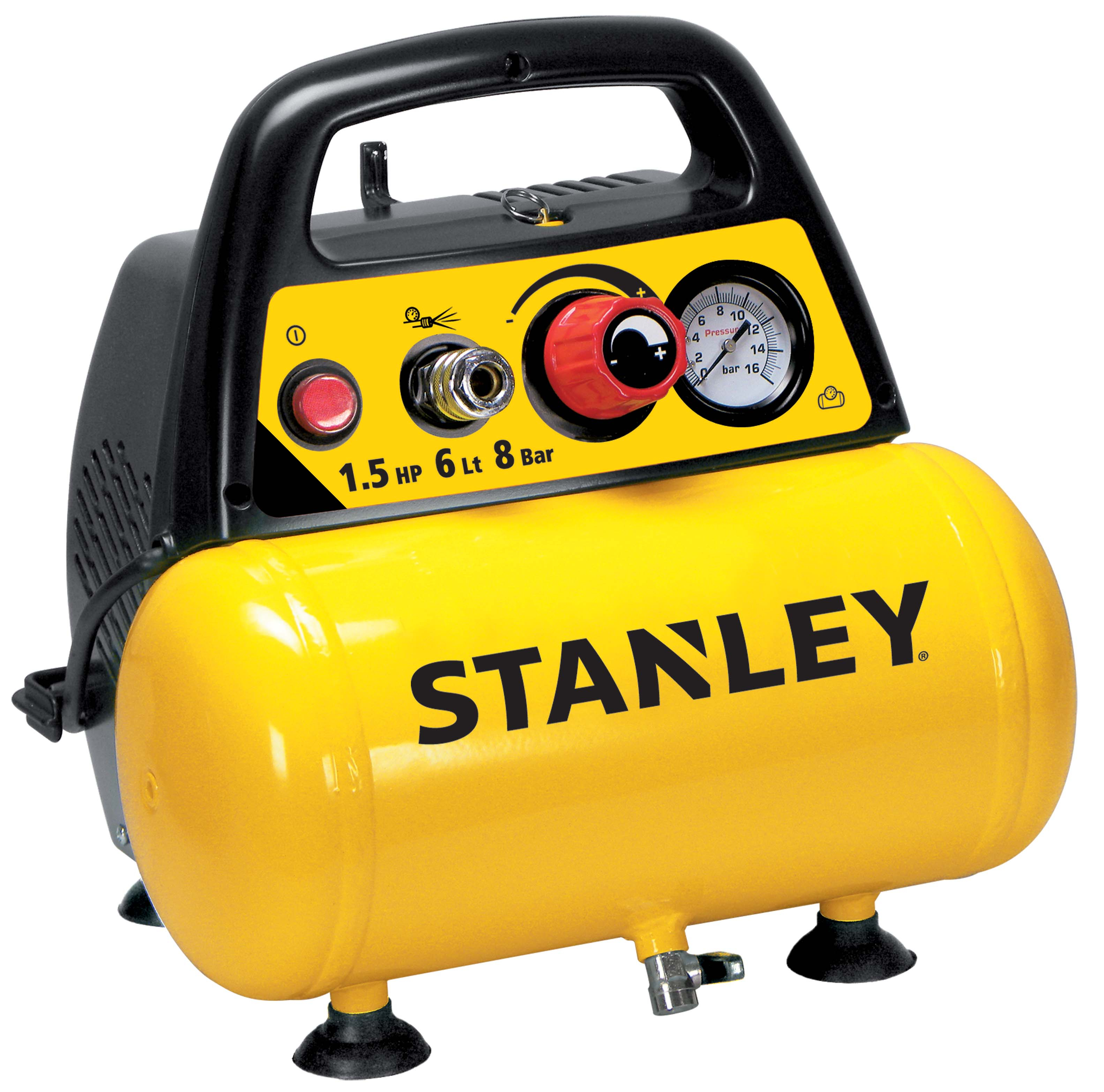 COMPRESOR STANLEY 6 LTS 1.5HP 8 BAR CON KIT 6 PIEZAS S/A