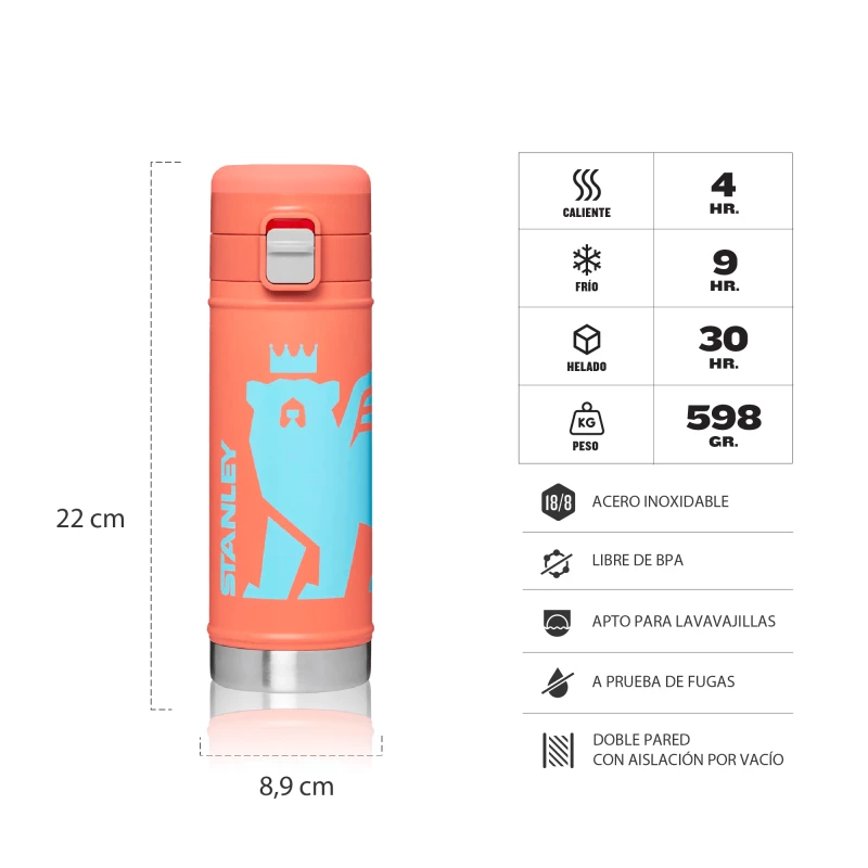 BOTELLA STANLEY FLOWSTEADY 500ML NARANJA GRAFRUIT