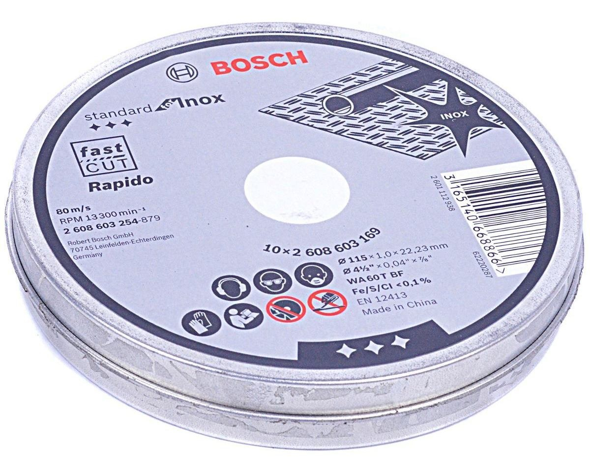 SET 10 DISCOS C.METAL BOSCH 115*1 LATA  603254