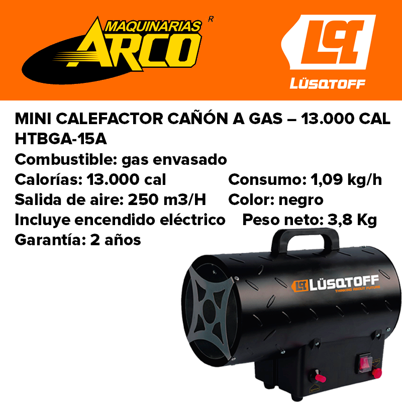 CALOVENTOR A GAS LUSQTOFF 13000 KCAL HTBGA-15 ENCENDIDO ELECTRICO