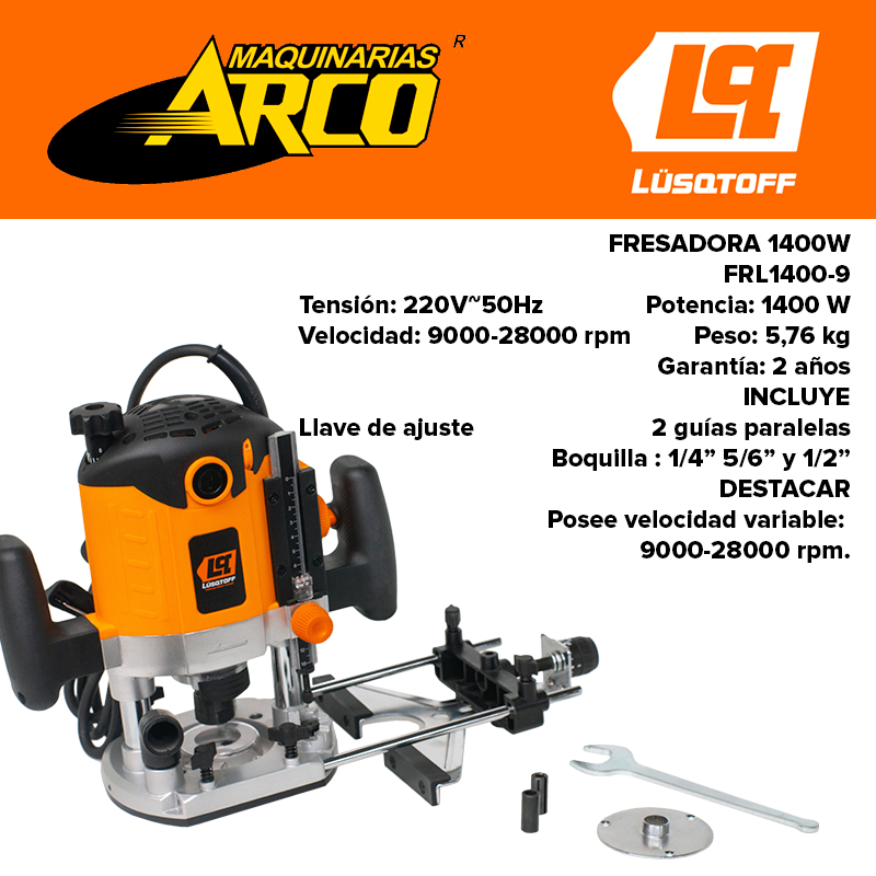 FRESADORA LUSQTOFF 6-12MM 1400W FRL1400-9