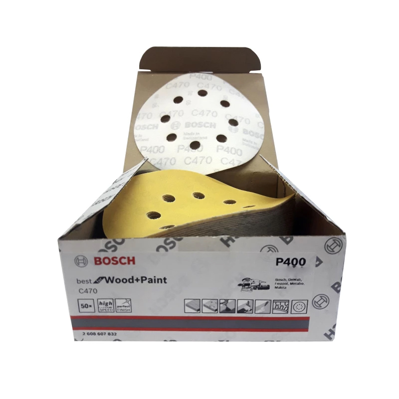 DISCO DE LIJA BOSCH 150MM GR400 X 50 UNIDADES WOOD + PAINT