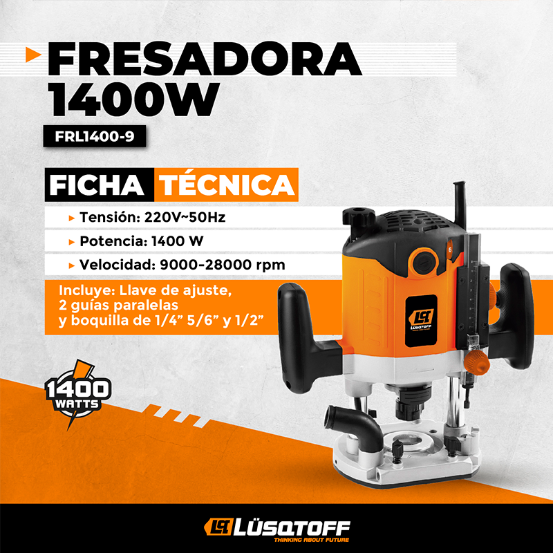 FRESADORA LUSQTOFF 6-12MM 1400W FRL1400-9