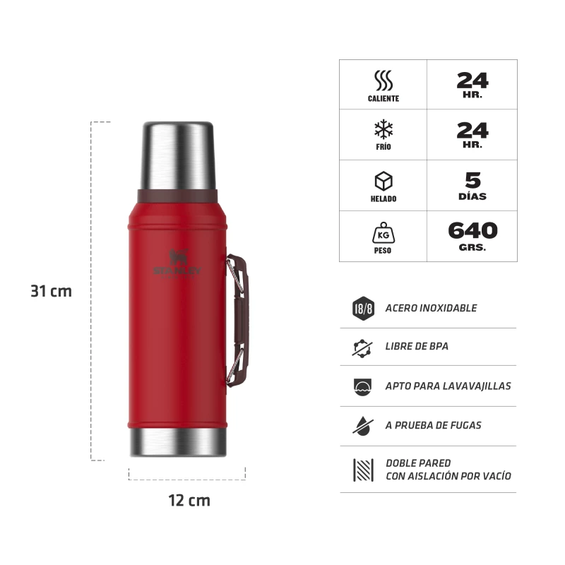 TERMO CLASICO STANLEY 2021 0.95LT ROJO LAVA