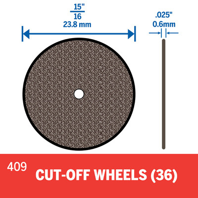 DISCOS DE CORTE DREMEL POR 36 UNIDADES 409 15/16" PARA METALES