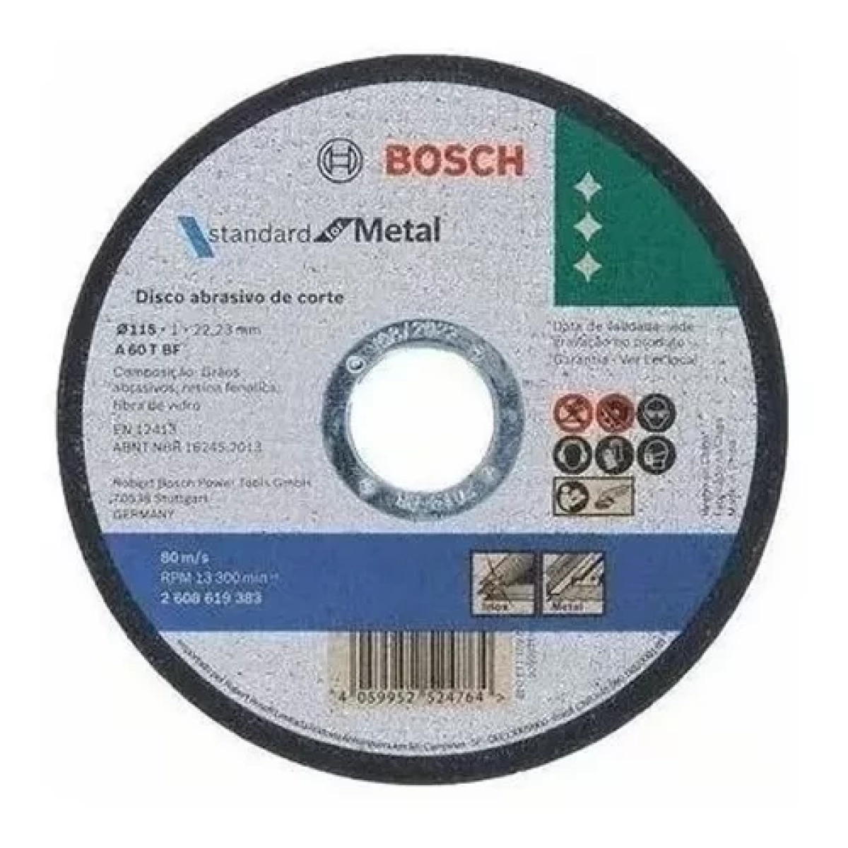 PACK DISCO BOSCH 115*1MM METAL STANDARD 10 UNIDADES.